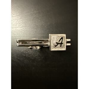 Vintage 1960s SWANK Silver Tone Tie Clip Letter A Monogram